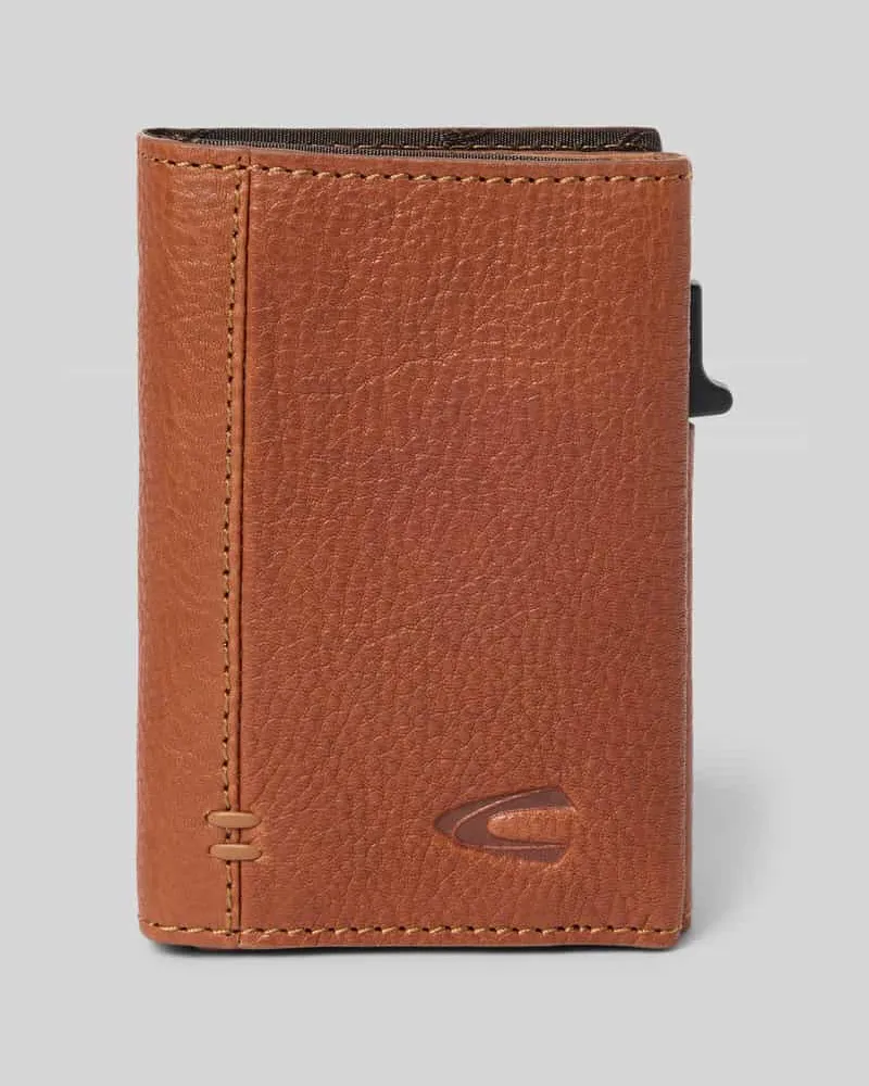Camel Active Portemonnaie aus Rindsnappa mit Logo-Prägung Cognac