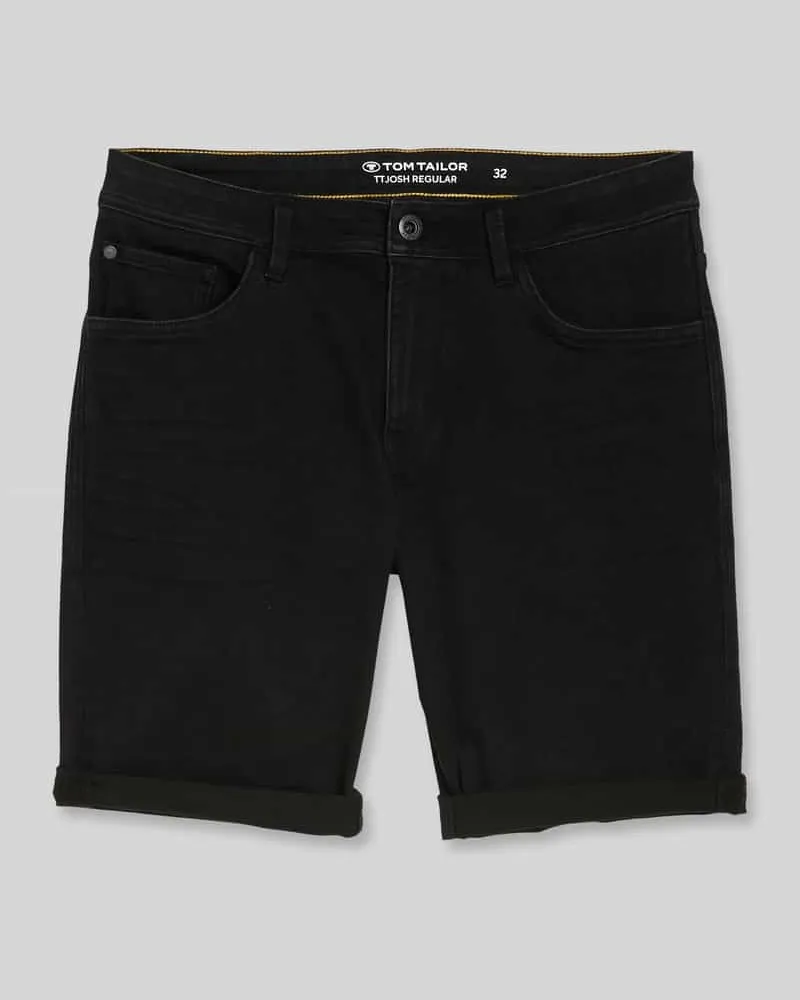 Tom Tailor Regular Fit Jeans Bermudas aus Baumwoll-Mix Black