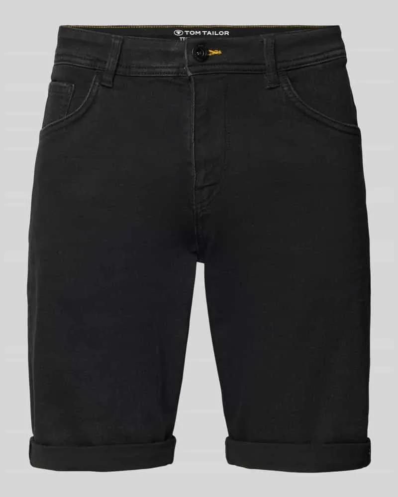 Tom Tailor Regular Fit Jeans Bermudas aus Baumwoll-Mix Black