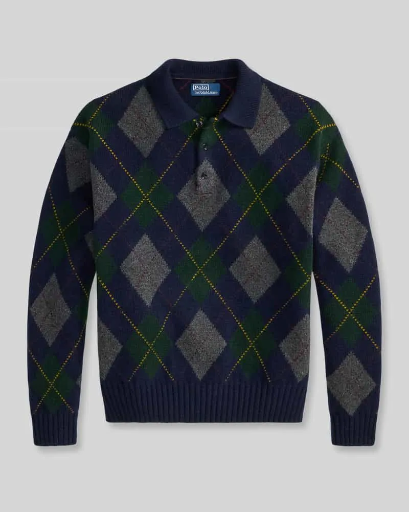 Ralph Lauren Regular Fit Pullover aus Wolle Mohair mit Polokragen Marine