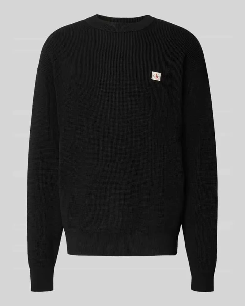 Calvin Klein Strickpullover mit Strukturmuster und Rundhalsausschnitt Black