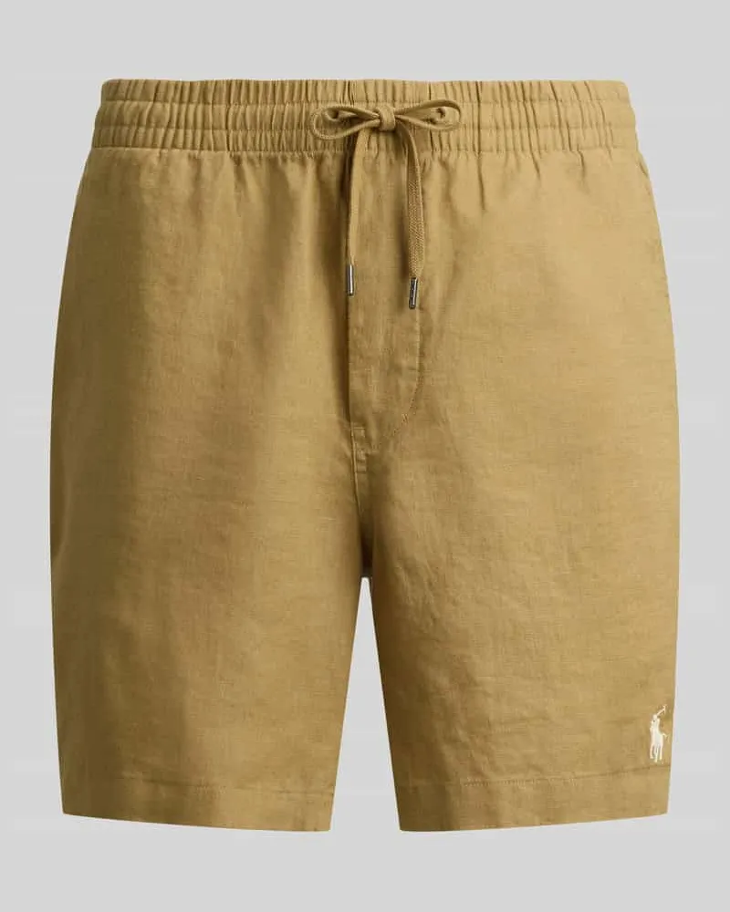 Ralph Lauren Leinenshorts mit Tunnelzugbund und Logo Stitching Sand