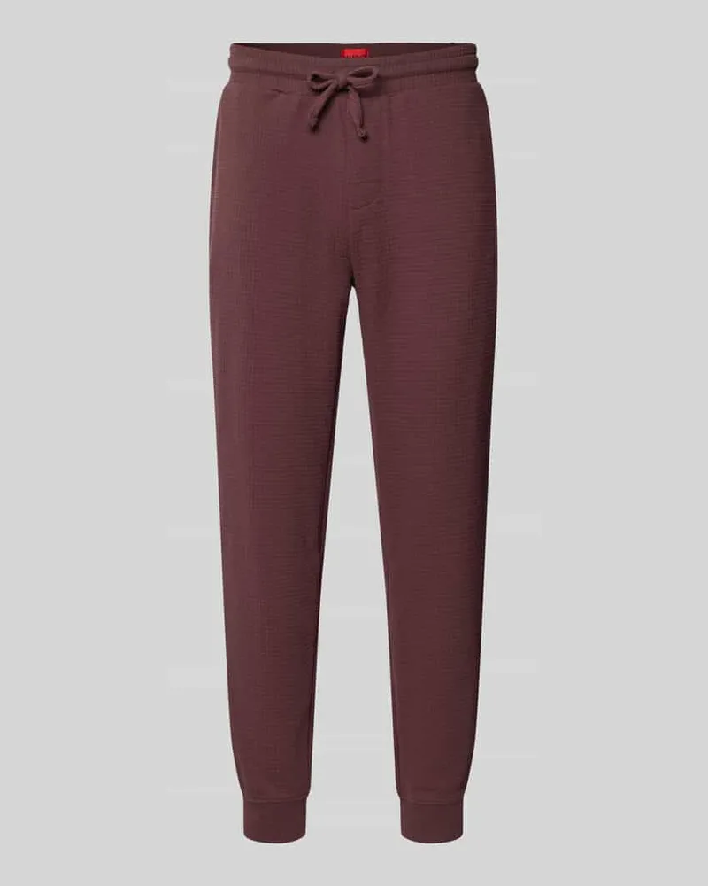 HUGO BOSS Relaxed Fit Pyjama-Hose aus Baumwoll-Mix Modell 'AUSTIN PANTS Aubergine