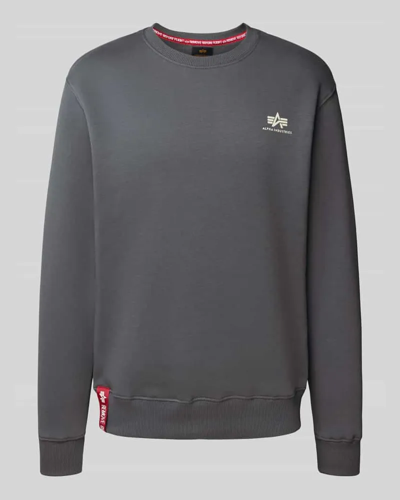 Alpha Industries Sweatshirt mit Label-Print Dunkelgrau