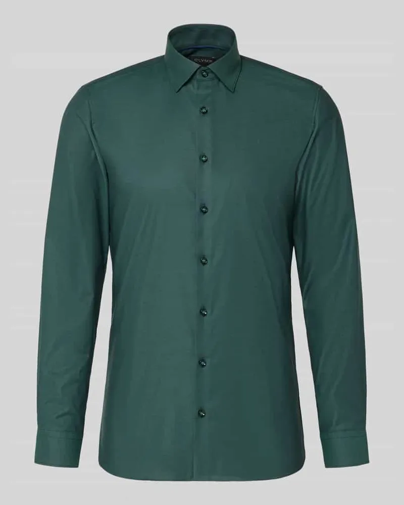 Olymp Super Slim Fit Business-Hemd mit Kentkragen Gruen