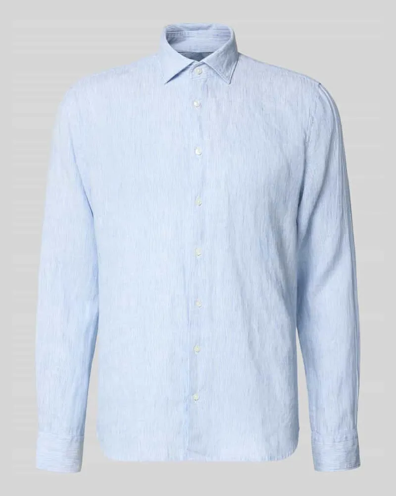 Seidensticker Regular Fit Business-Hemd aus Leinen mit Kentkragen Bleu