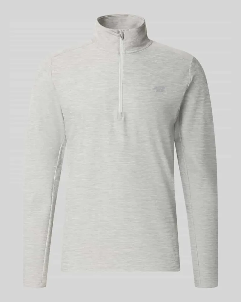 New Balance Regular Fit Sweatshirt mit Troyer-Kragen Hellgrau