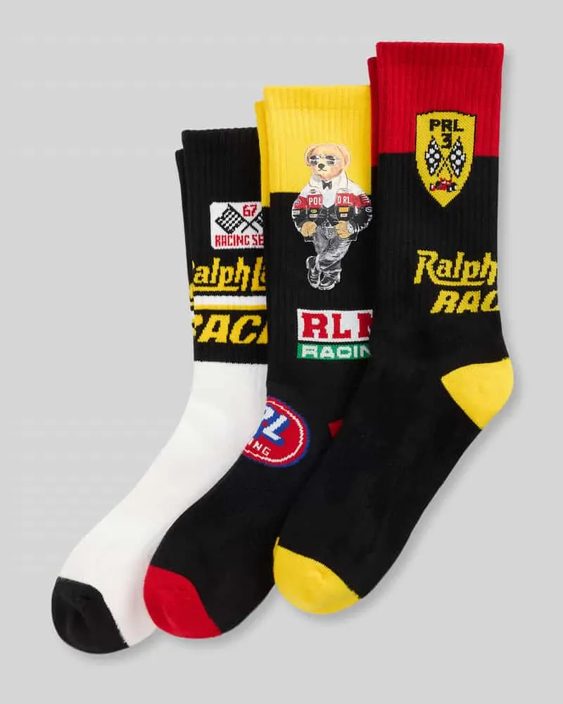 Ralph Lauren Socken mit Racing-Motiv im 3er-Pack Marine