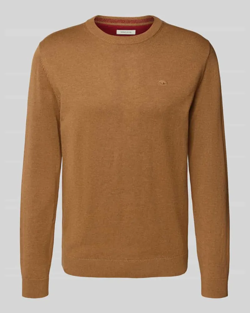 Tom Tailor Regular Fit Strickpullover aus reiner Baumwolle Hellbraun
