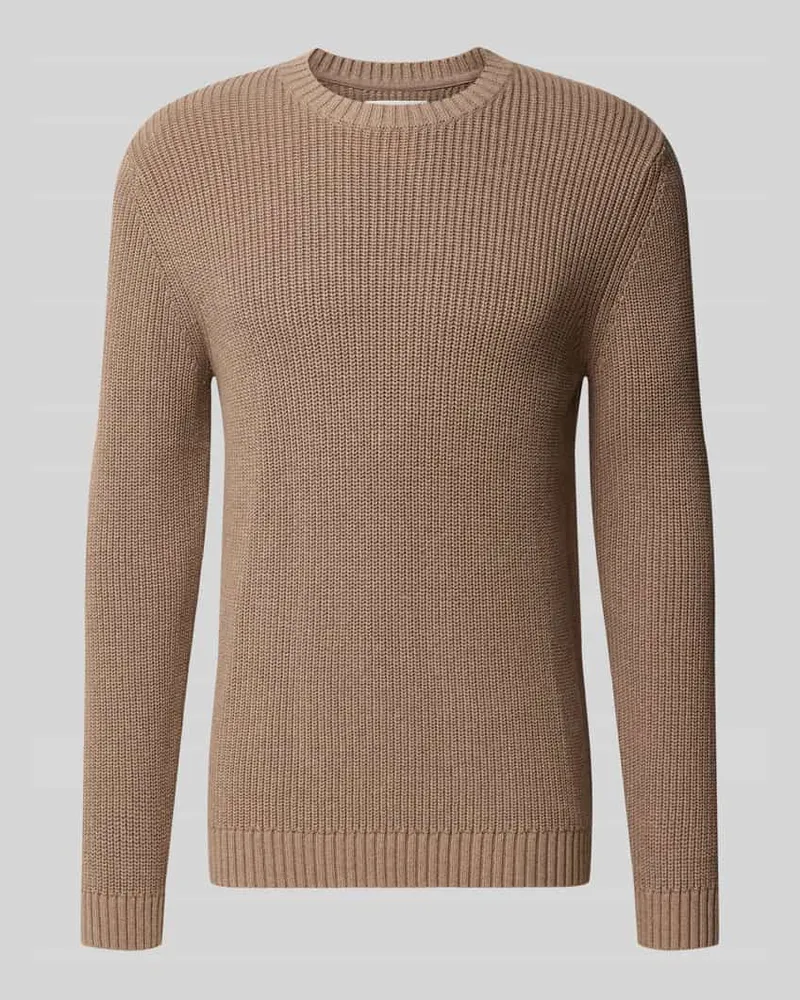 S.Oliver Regular Fit Strickpullover aus reiner Baumwolle Mittelbraun