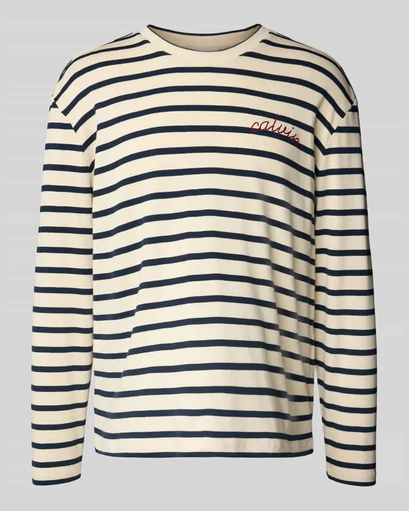 Calvin Klein Longsleeve mit Label-Stitching und Rundhalsausschnitt 