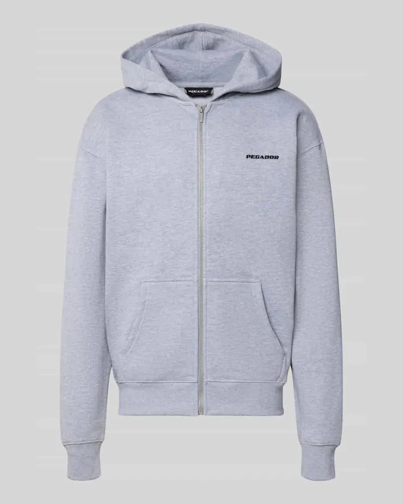 PEGADOR Regular Fit Sweatjacke aus Baumwoll-Mix Hellgrau