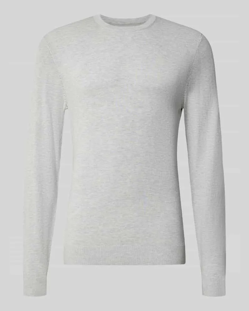 McNeal Strickpullover mit geripptem Rundhalsausschnitt Hellgrau