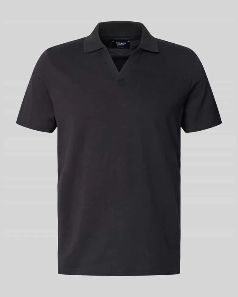 McNeal Slim Fit Poloshirt mit V-Ausschnitt Black