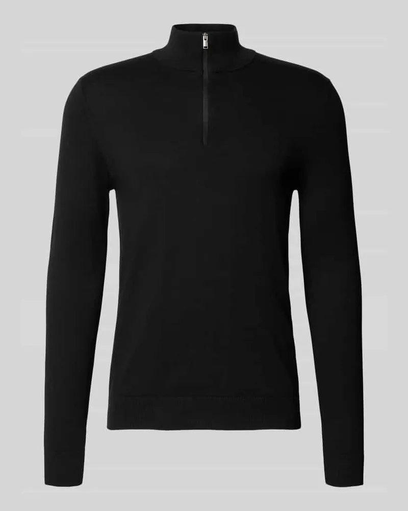 Selected Homme Regular Fit Troyer aus reiner Baumwolle Modell 'BERG Black