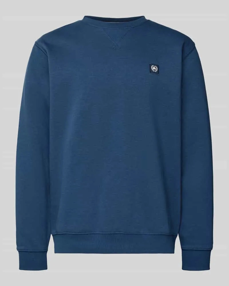Lerros Sweatshirt mit Rundhalsausschnitt und Label-Patch Marine