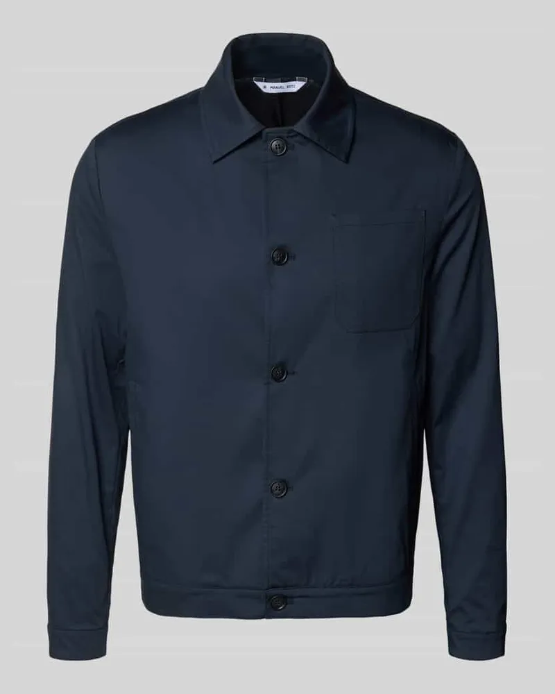 Manuel Ritz Regular Fit Hemdjacke mit Brusttasche Marine