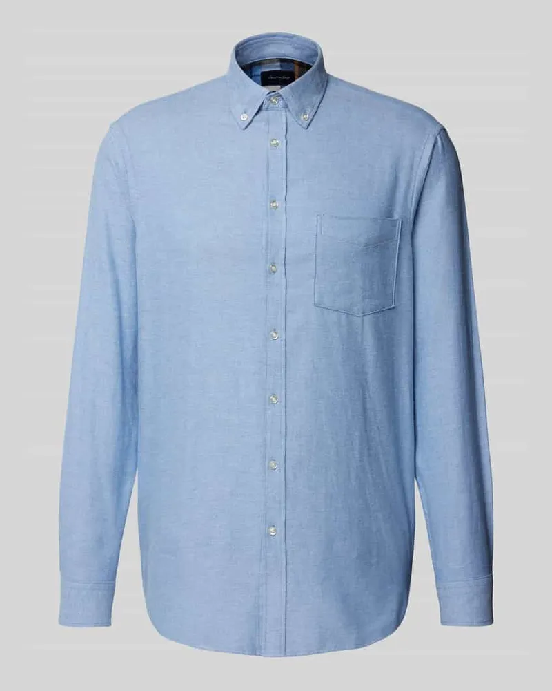 Christian Berg Regular Fit Flanellhemd mit Button-Down-Kragen Metallic