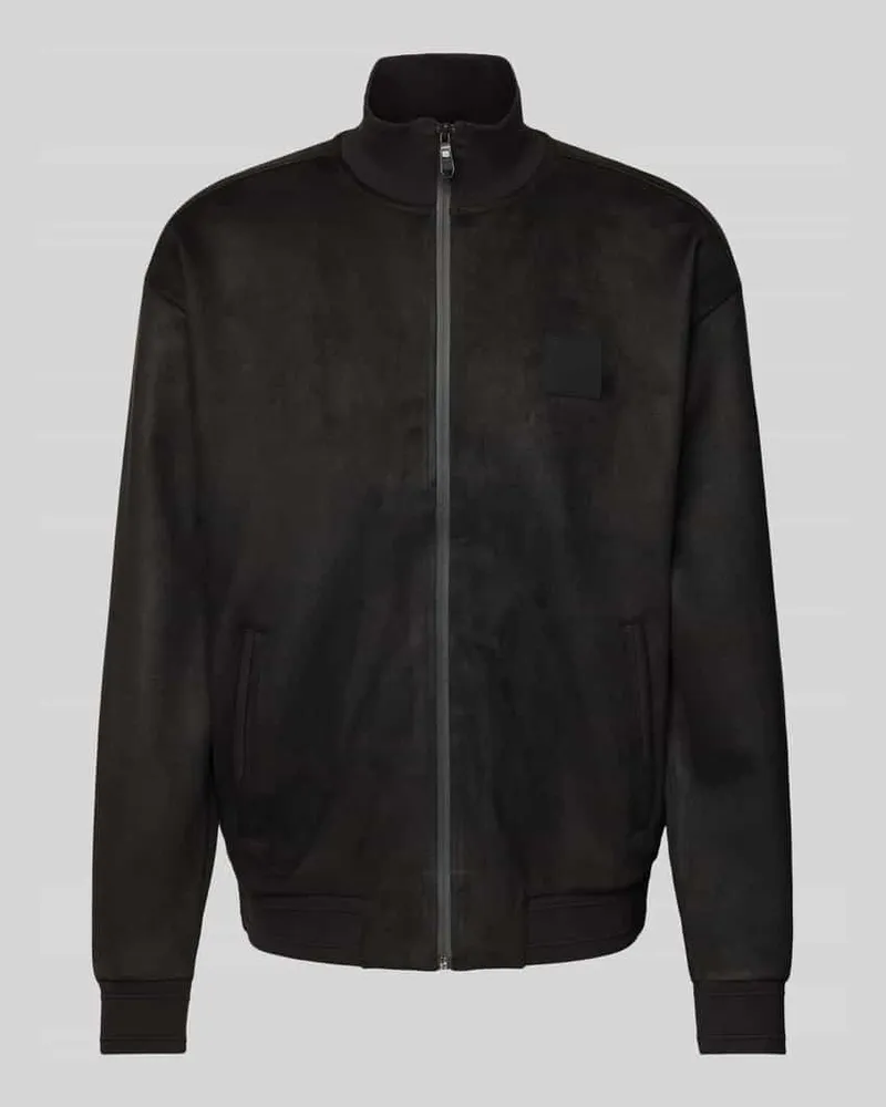 HUGO BOSS Sweatjacke mit Eingrifftaschen Modell 'Sutton Black