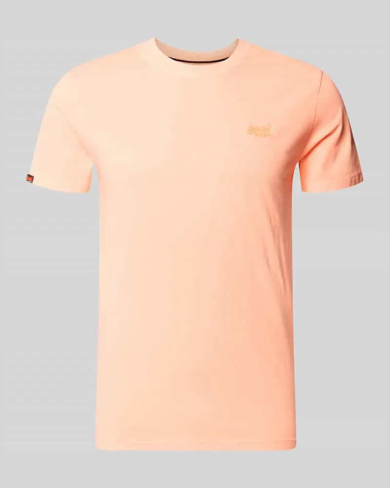 Superdry. T-Shirt mit Rundhalsausschnitt und Label-Stitching Orange