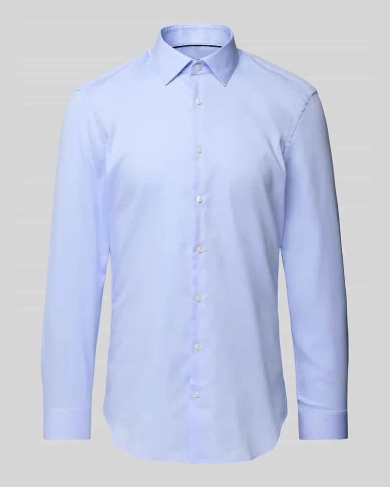 JAKE*S Super Slim Fit Business-Hemd mit Knopfleiste Bleu