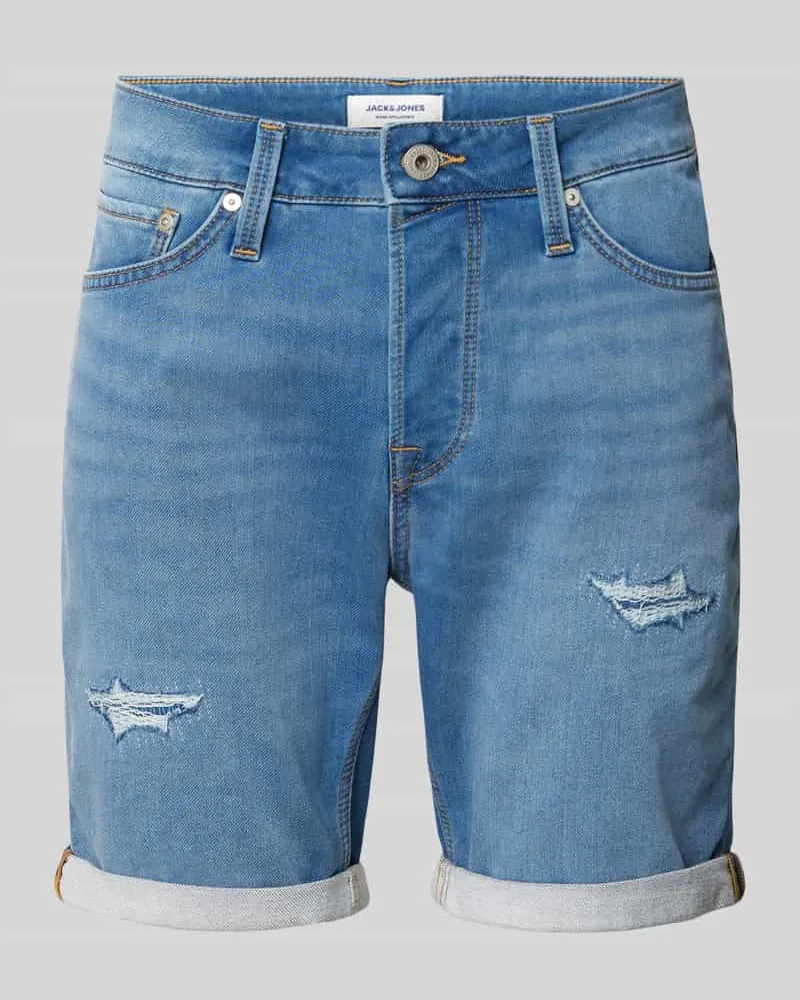 Jack & Jones Regular Fit Jeansshorts im Used-Look Modell 'RICK 