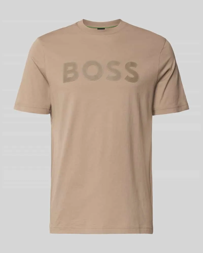 HUGO BOSS Regular Fit T-Shirt aus reiner Baumwolle Modell 'TS_STRUCTURE LOGO 1027473 Sand