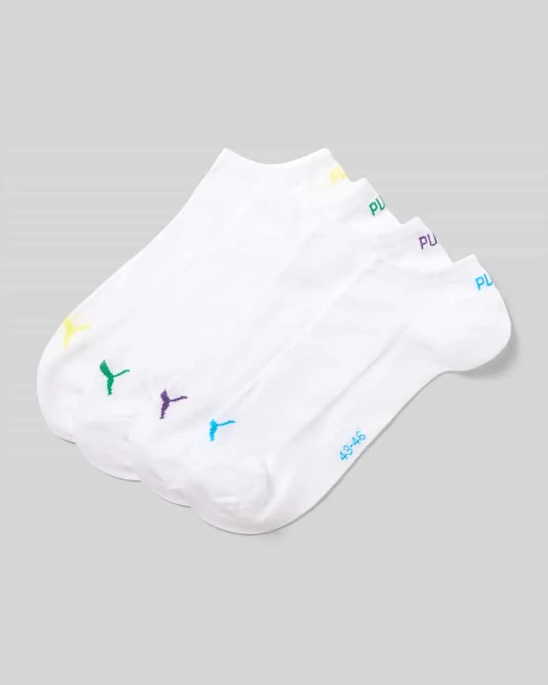 Puma Sneakersocken im 4er-Pack mit gerippten Bündchen Weiss