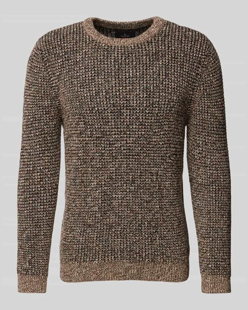 Ragman Strickpullover mit gerippten Abschlüssen Hellbraun
