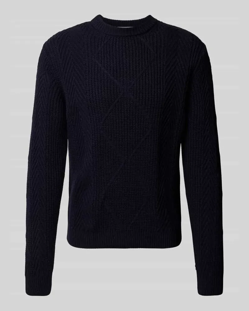 Manuel Ritz Strickpullover mit Zopfmuster und Rundhalsausschnitt 