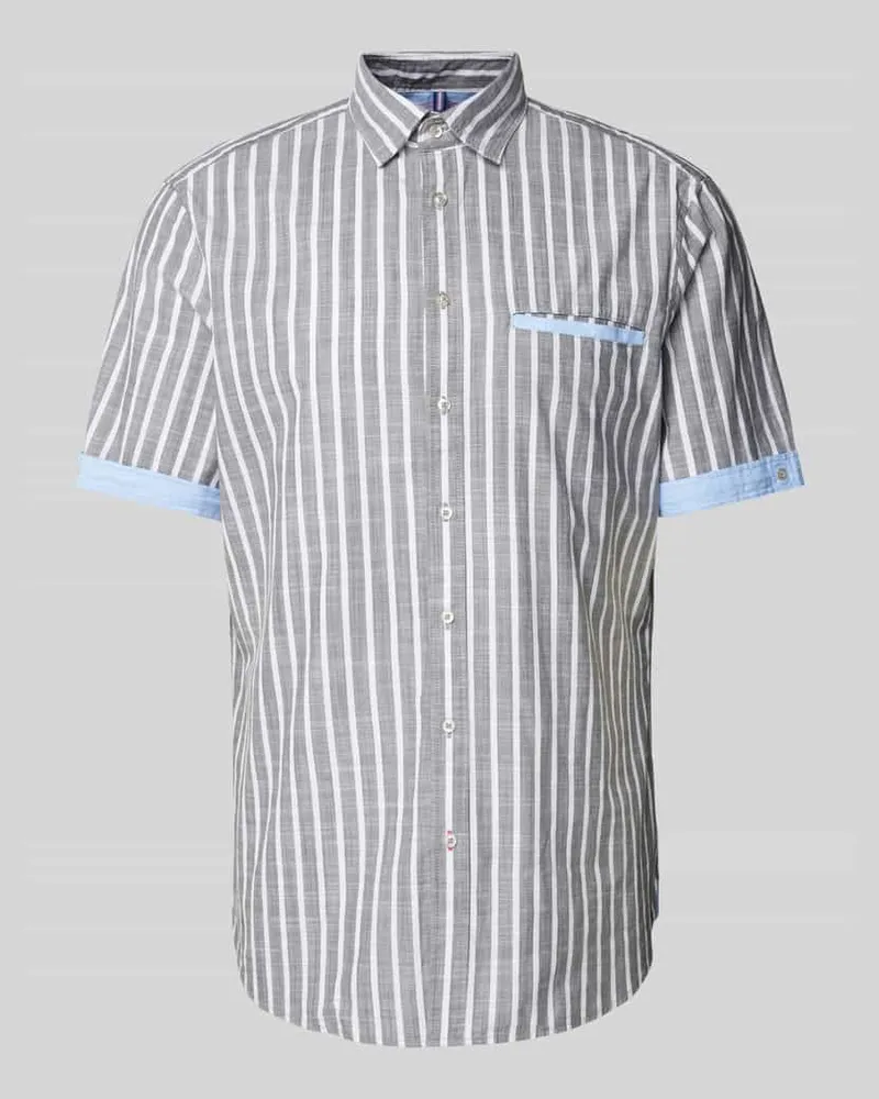 Christian Berg Slim Fit Freizeithemd mit Streifenmuster Stein