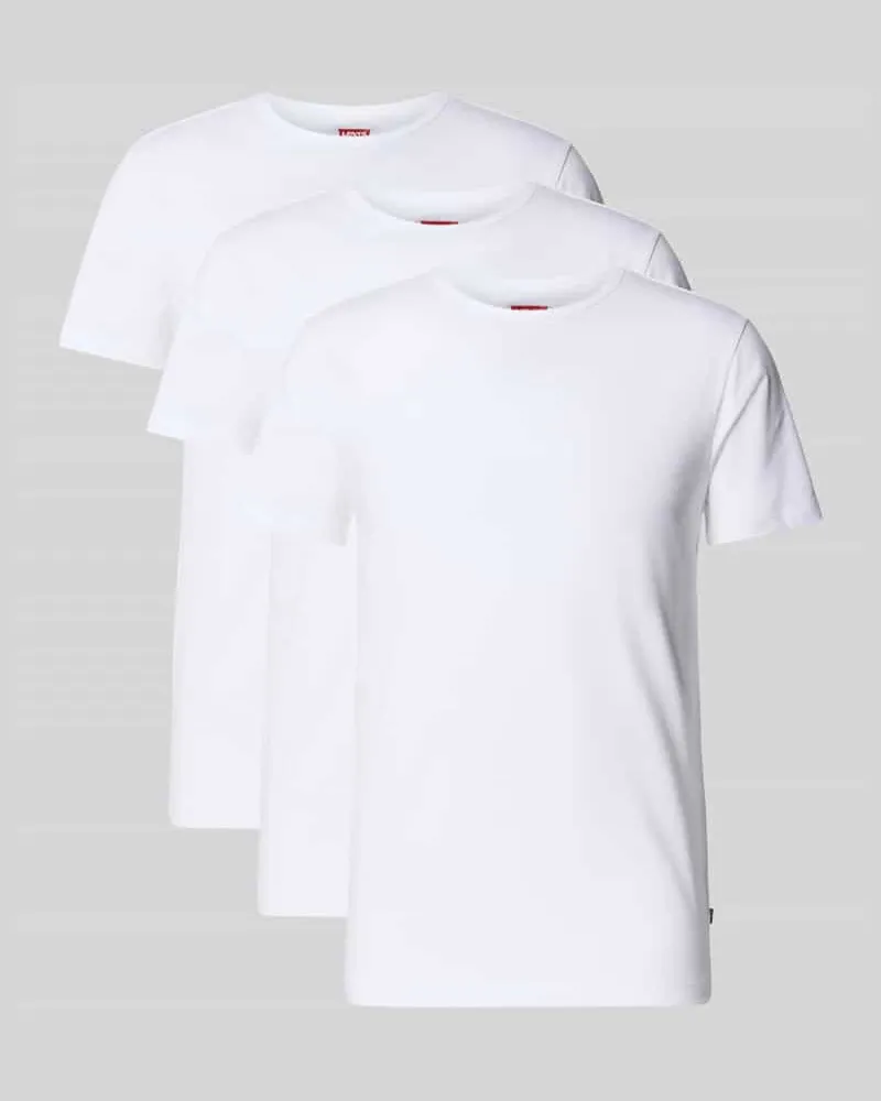 Levi's Regular Fit T-Shirt aus Baumwoll-Mix in 3er-Pack Modell 'MEN SOLID Weiss