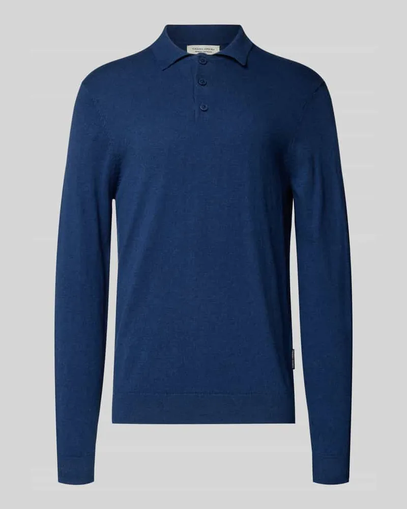 Casual Friday Strickpullover mit Kaschmir-Anteil und Polo-Kragen Modell 'FRODE Blau
