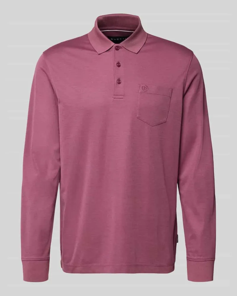 Bugatti Poloshirt mit Label-Stitching Aubergine