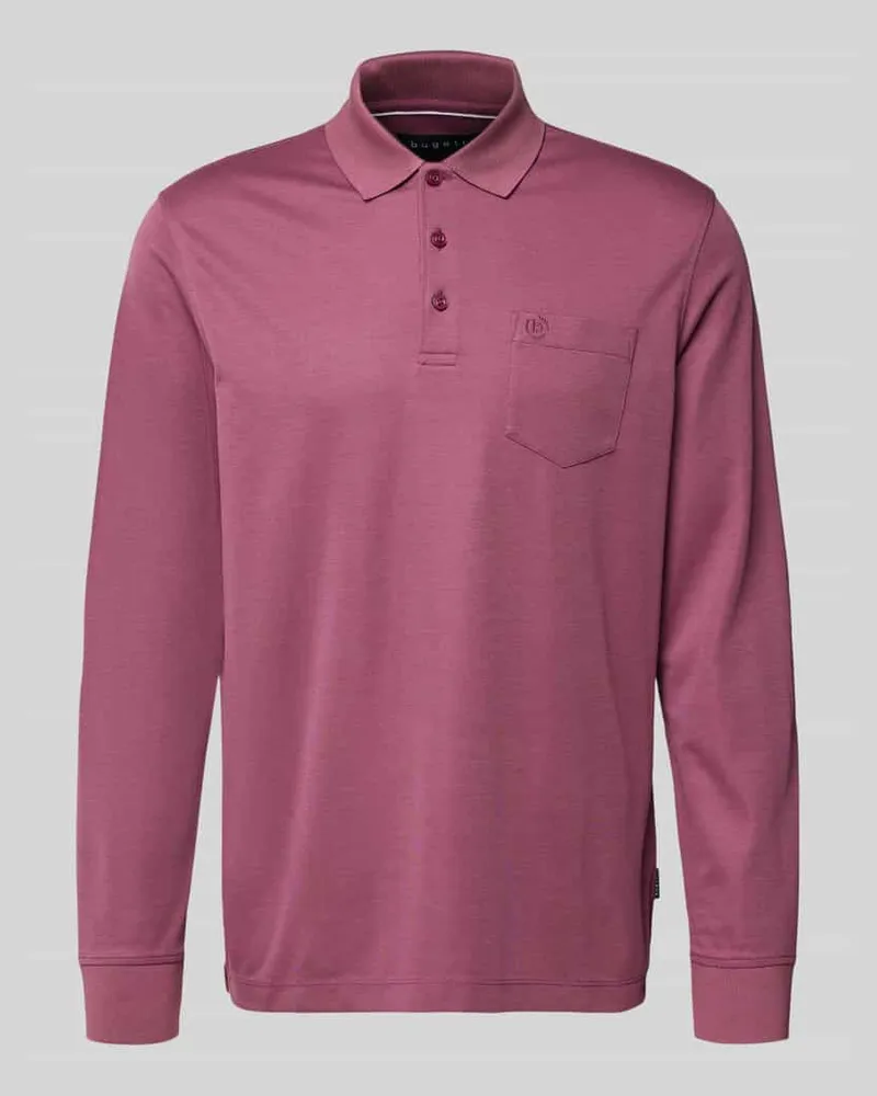 Bugatti Poloshirt mit Label-Stitching Aubergine