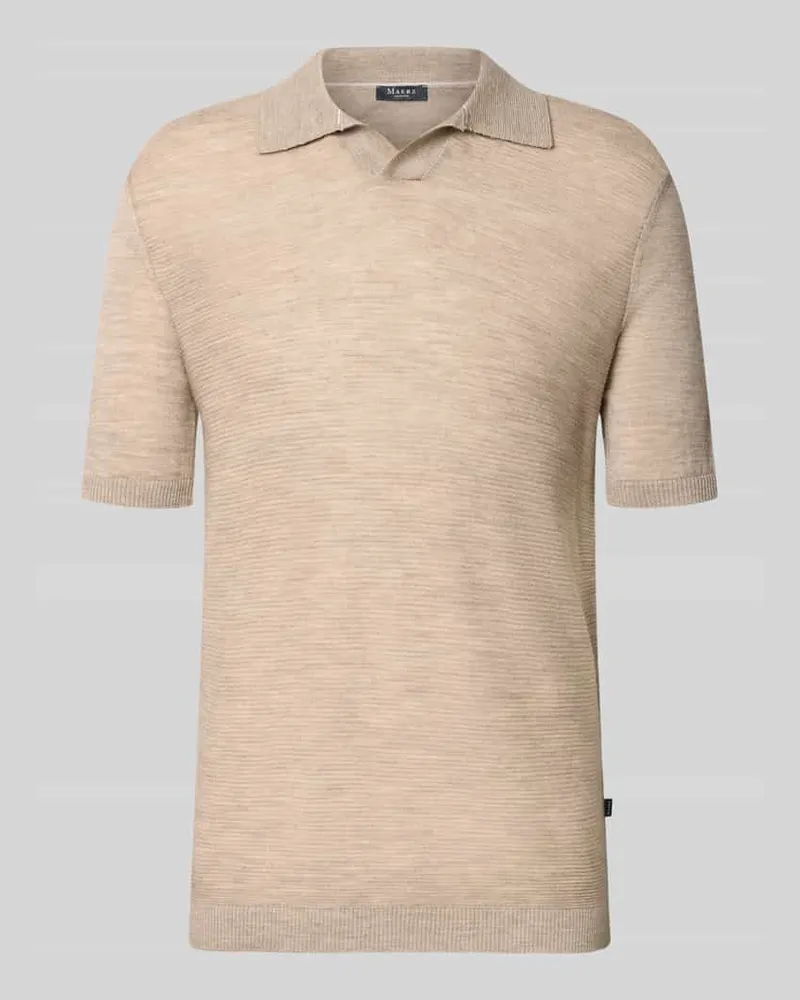 Maerz Slim Fit Poloshirt aus Schurwolle mit Strukturmuster Beige
