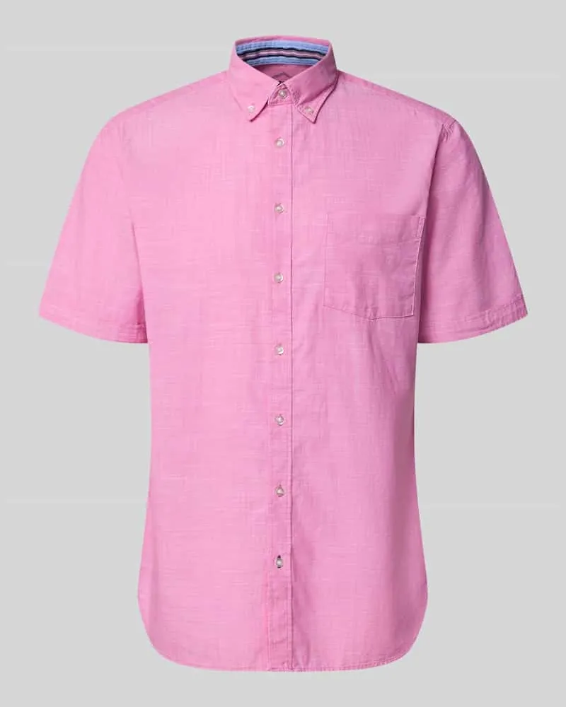 Christian Berg Regular Fit Freizeithemd mit Button-Down-Kragen Pink