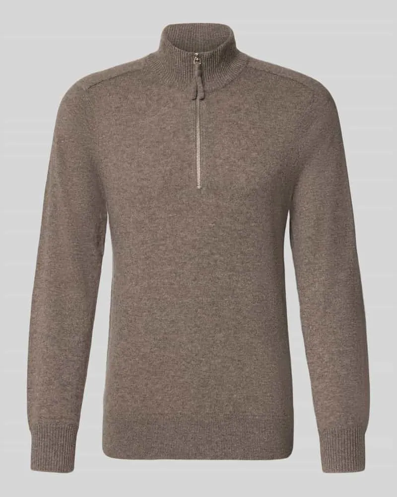 FTC Cashmere Regular Fit Troyer aus reinem Kaschmir Taupe