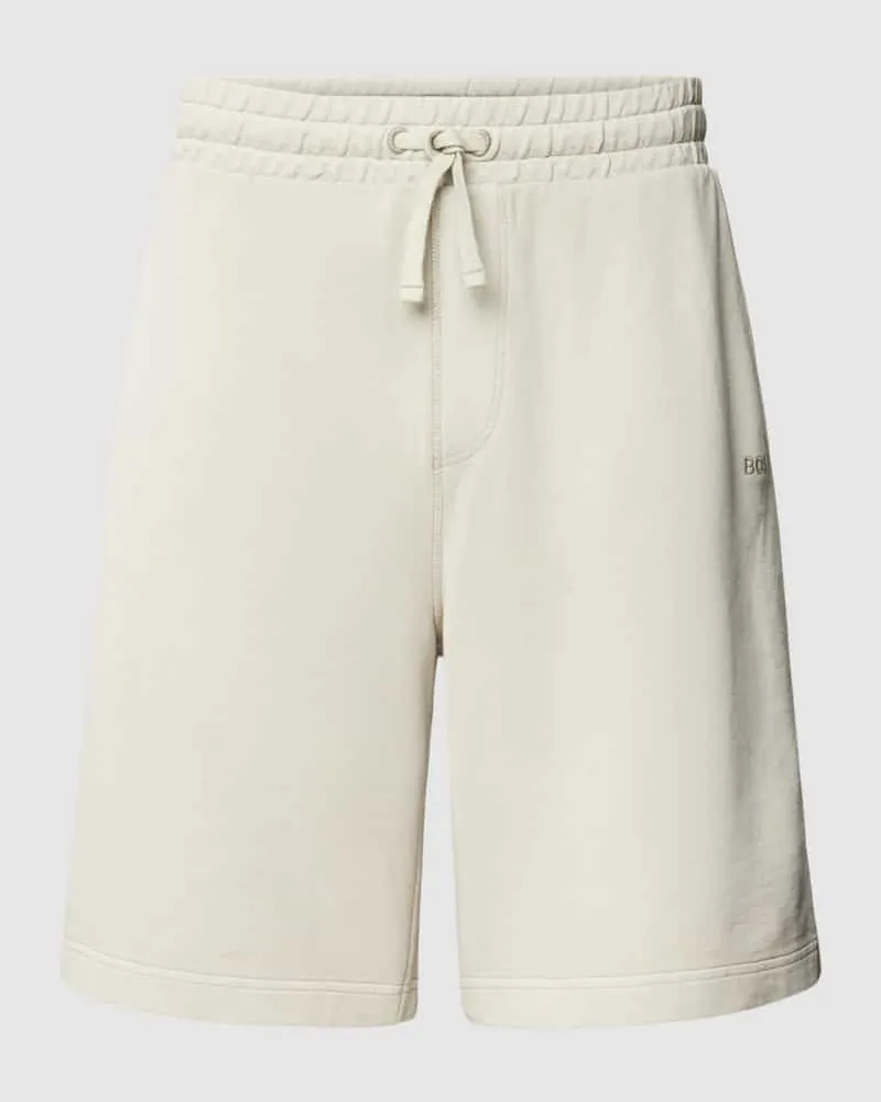 HUGO BOSS Regular Fit Sweatshorts mit Label-Stitching Sand