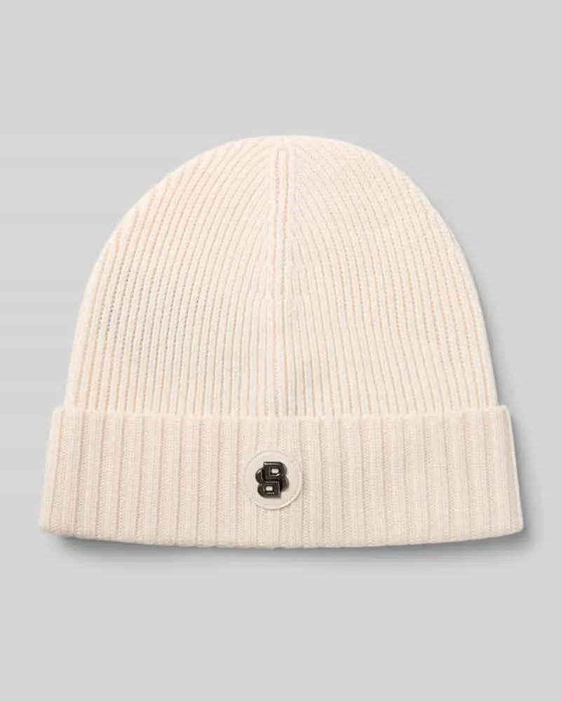 HUGO BOSS Beanie aus reiner Schurwolle Modell 'FATI Offwhite