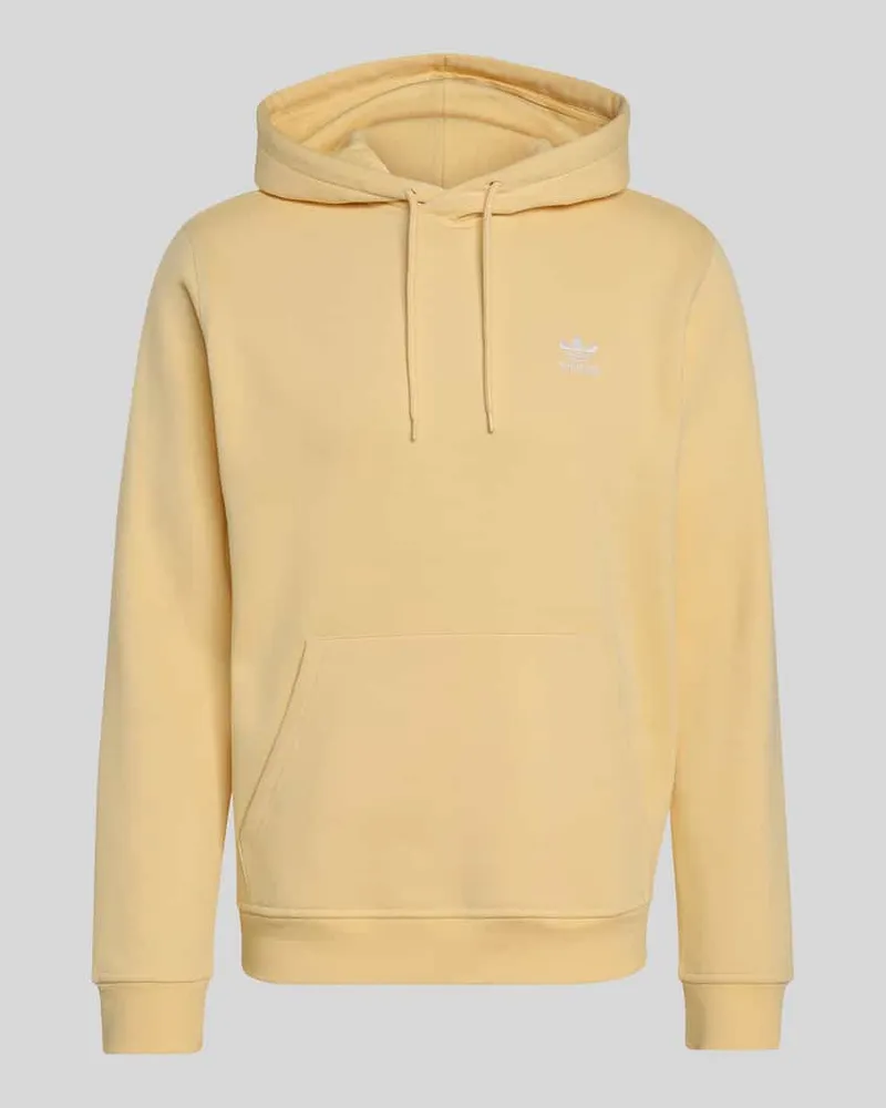 adidas Hoodie aus Baumwoll-Mix mit Label Stitching Hellgelb