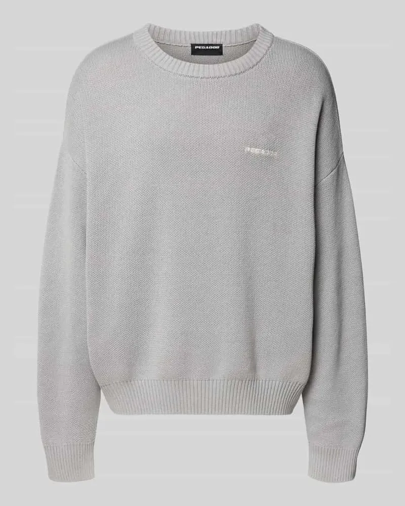 PEGADOR Oversized Strickpullover mit Label-Stitching Mittelgrau
