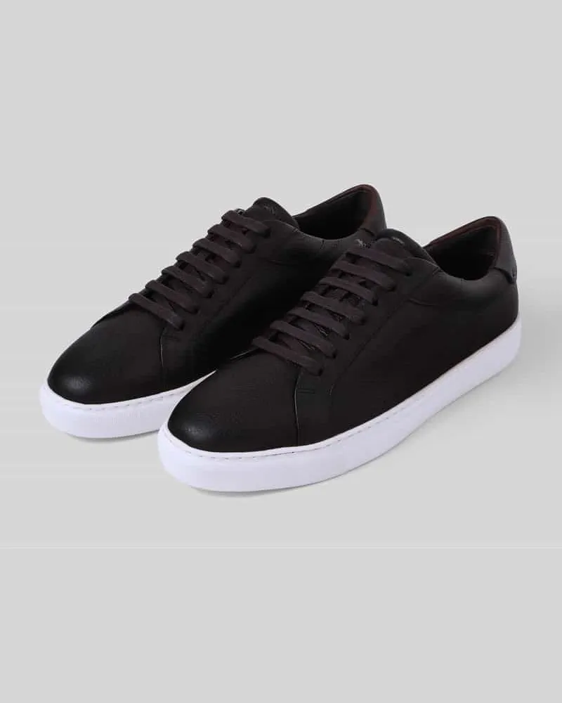 JOOP! Sneaker aus Rindsnappa mit Logo-Prägung Dunkelbraun