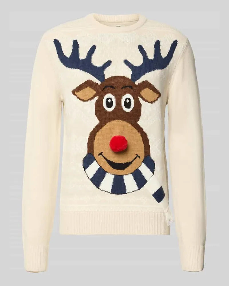 MONTEGO Strickpullover mit gerippten Abschlüssen Sand