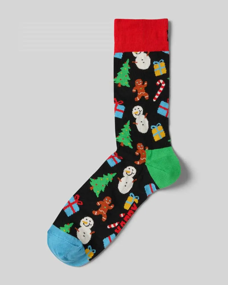 Happy Socks Socken mit Label-Print Black