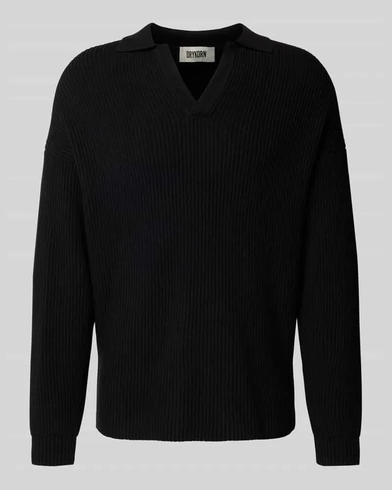 Drykorn Strickpullover mit Polokragen Black