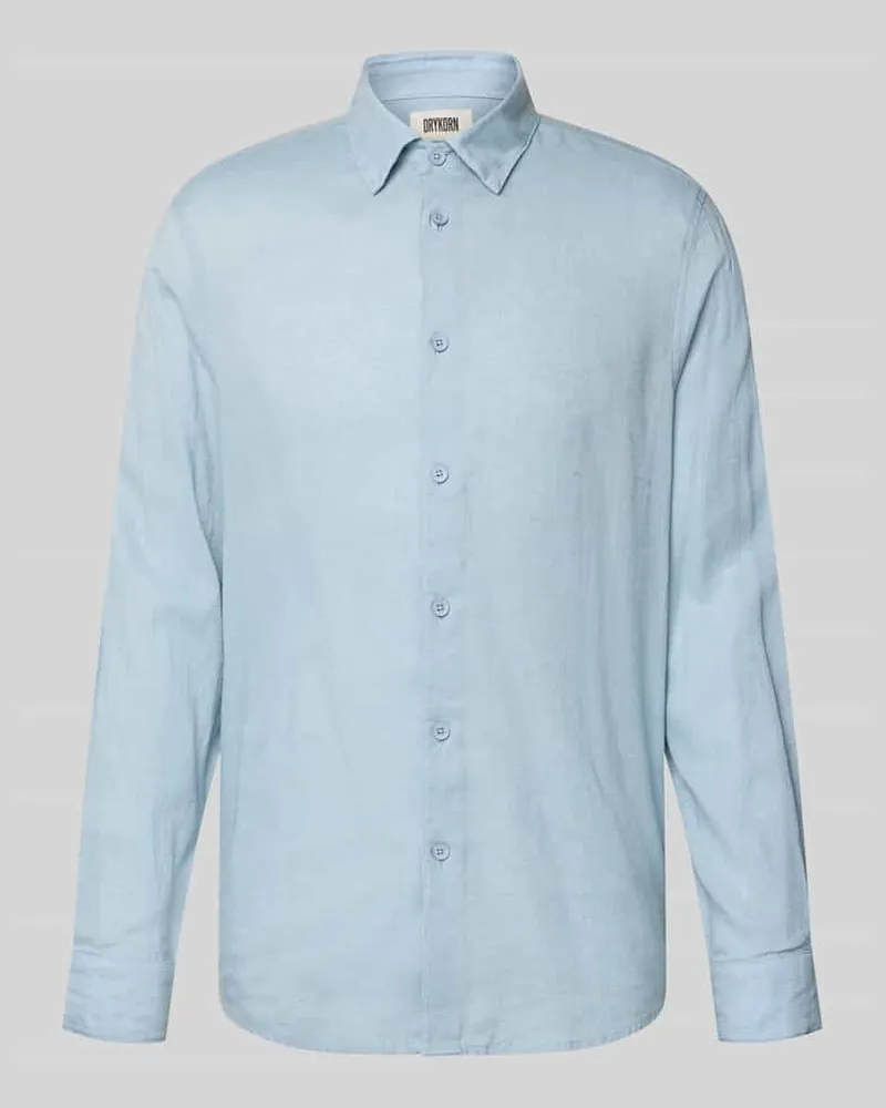 Drykorn Slim Fit Freizeithemd aus Leinen-Baumwoll-Mix Modell 'RAMIS Hellblau