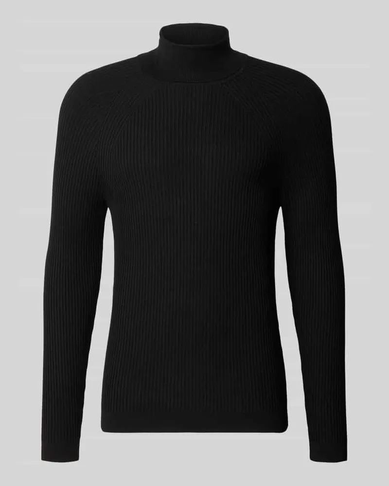Antony Morato Rollkragenpullover aus Viskose-Mix in Ripp-Optik Black