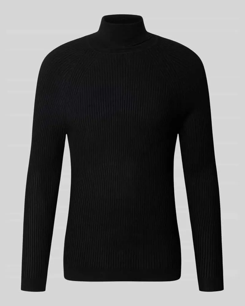 Antony Morato Rollkragenpullover aus Viskose-Mix in Ripp-Optik Black