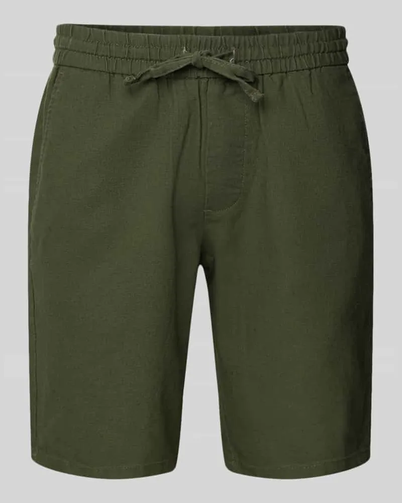 Only & Sons Shorts aus Baumwoll-Leinen-Mix Modell 'LINUS Oliv